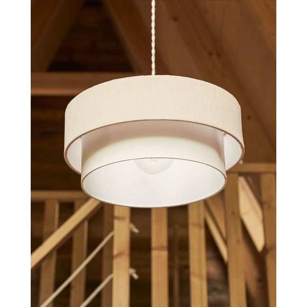 Bijela/bež viseća svjetiljka s tekstilnim sjenilom ø 40 cm Bianella – Kave Home-image-1