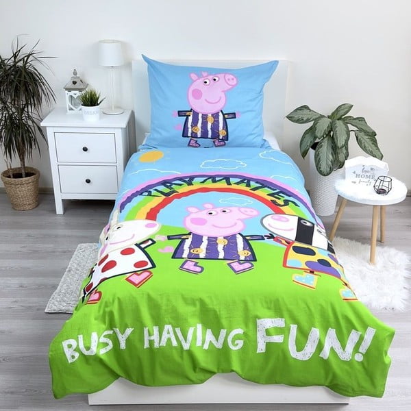 Pamučna dječja posteljina sa svjetlećim efektom za krevet za jednu osobu 140x200 cm Peppa Pig – Jerry Fabrics-image-1