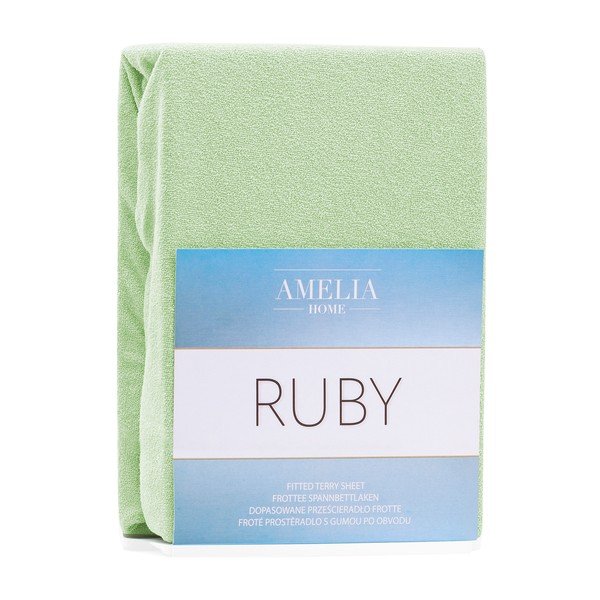 Svjetlozelena plahta s gumicom s visokim udjelom pamuka AmeliaHome Ruby, 140/160 x 200 cm-image-2