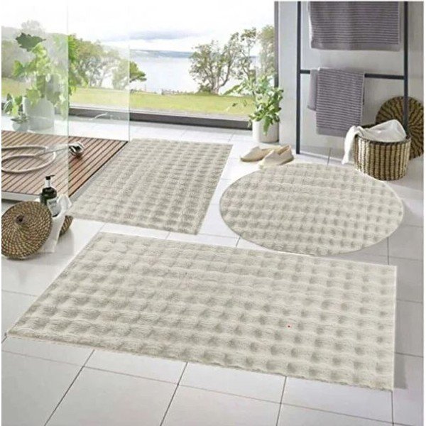 Krem kupaonske prostirke u setu 3 kom 60x100 cm Powder – Mila Home