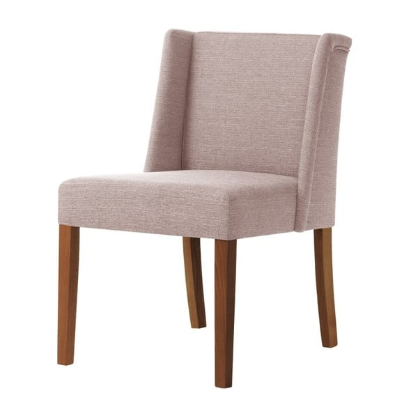 Puderasto ružičasta stolica s tamnosmeđim nogama od bukve Ted Lapidus Maison Zeste