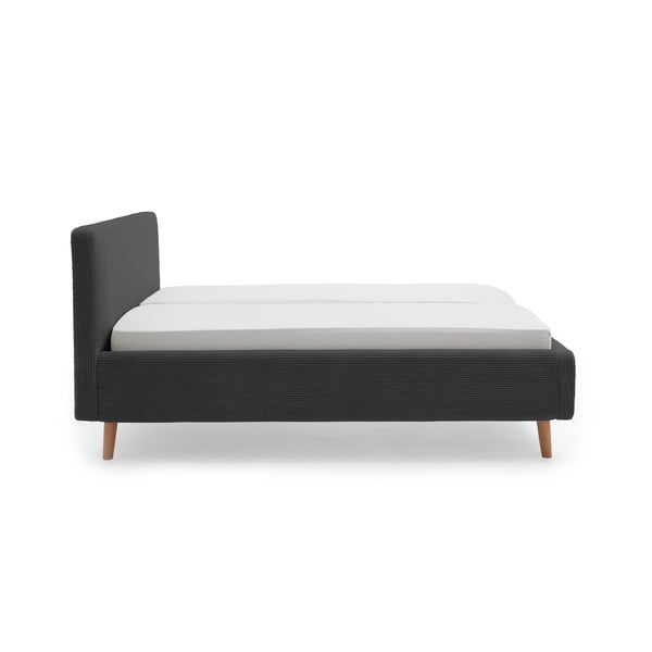 Antracitno sivi tapecirani bračni krevet bez podnice 160x200 cm Mattis Cord – Meise Möbel-image-3