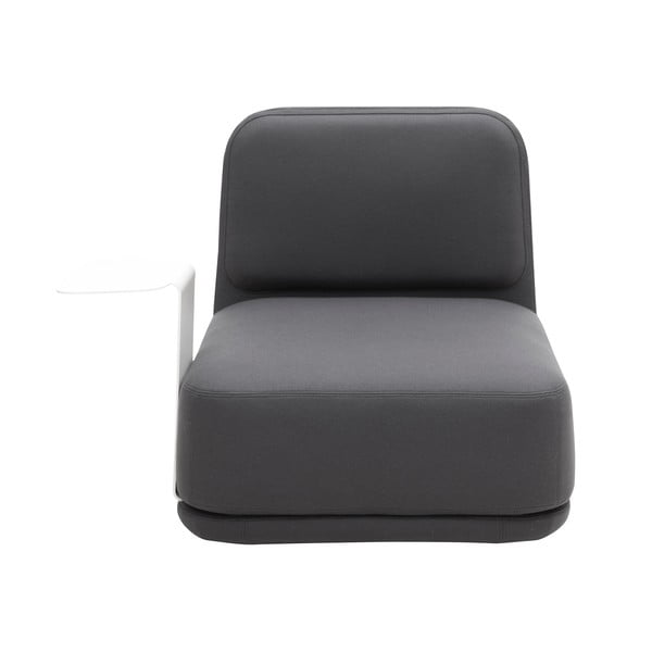 Tamno siva fotelja s bijelim metalnim stolom Softline Standby Medium + Side Table