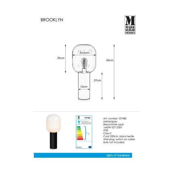 Bijela stolna lampa Markslöjd Brooklyn Smoke, ø 24 cm-image-2