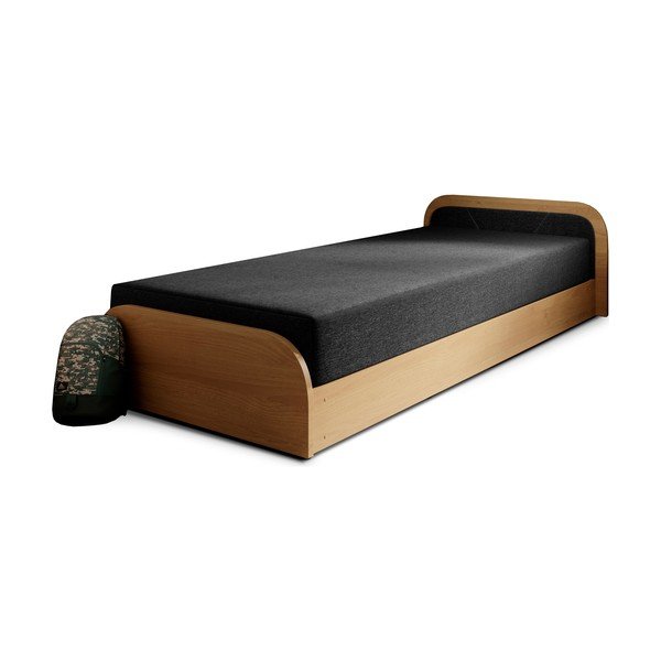 Oker žuti/tamno sivi tapecirani/od iverice krevet s prostorom za odlaganje s madracem 80x190 cm Parys – ELTAP