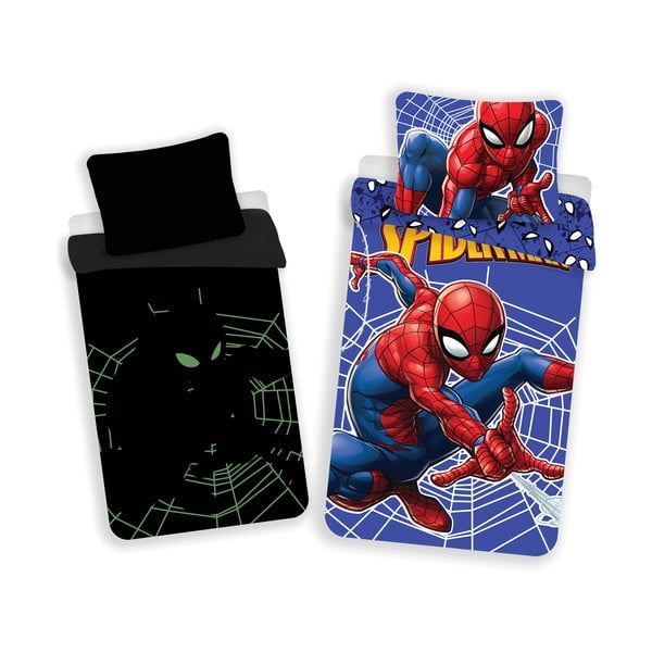 Crvena/plava pamučna dječja posteljina sa svjetlećim efektom za krevet za jednu osobu 140x200 cm Spider-man – Jerry Fabrics