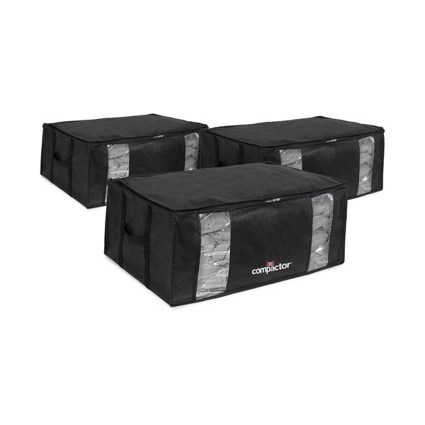 Crne vakuumske plastične kutije za pohranu u setu  3 kom 65x45x27 cm Black Edition – Compactor-image-2