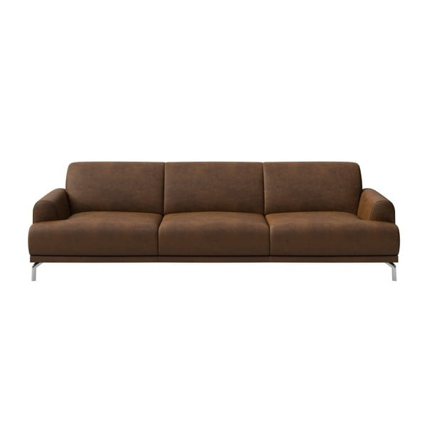 Smeđa sofa od imitacije kože MESONICA Puzo, 240 cm