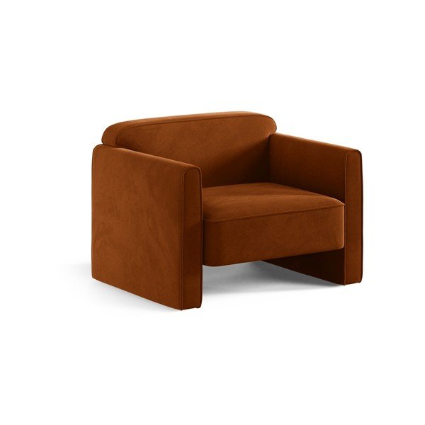 Baršunasti fotelja boja terakote Abby – Micadoni 