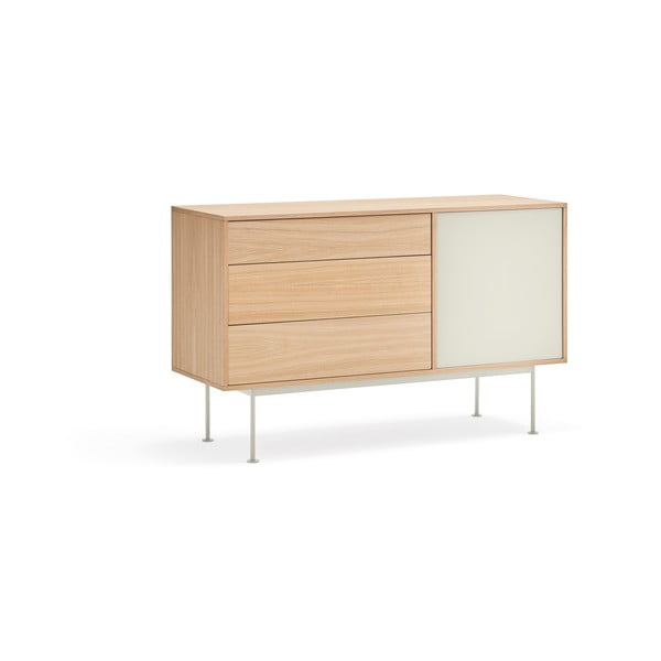 Krem bijela komoda s hrastovim furnirom Teulat Yoko, širina 128 cm-image-2