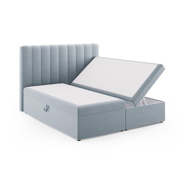 Svijetlo plavi boxspring krevet s prostorom za pohranu 180x200 cm Gina – Milo Casa-image-2