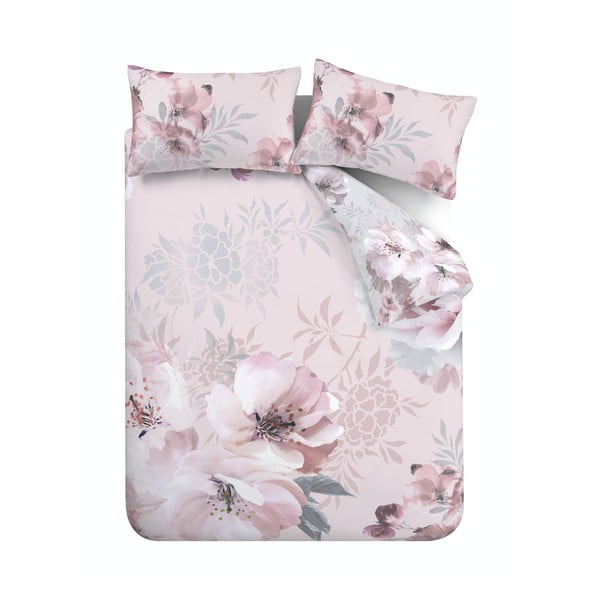 Roza posteljina Linen Catherine Lansfield Dramatic Floral, 135 x 200 cm