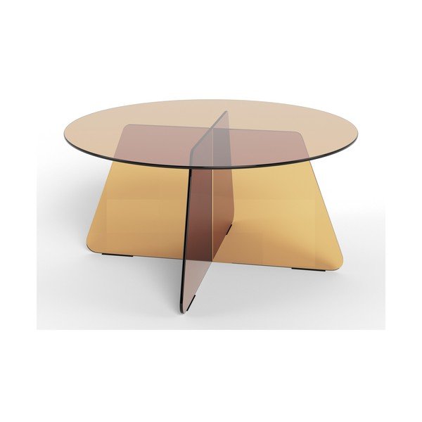 Smeđi stakleni okrugao stolić za kavu ø 80 cm Samos – Actona