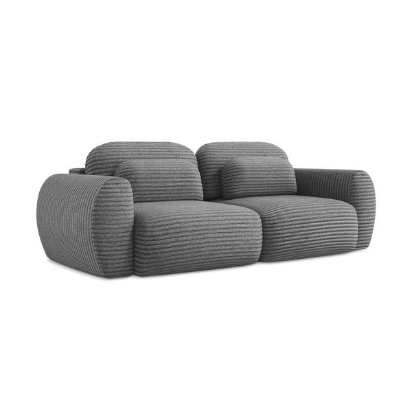 Tamno siva sklopiva/s prostorom za pohranu sofa od samta 266 cm Kini – Makamii-image-1