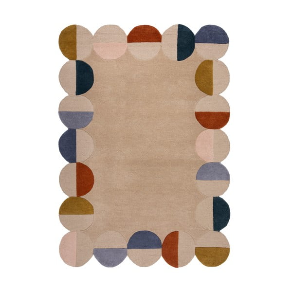 Bež ručno rađen vunen tepih 200x290 cm Mia Scallop Frame – Flair Rugs