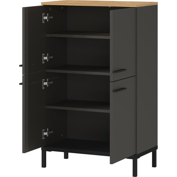 Tamno sivi visoki kupaonski ormarić u dekoru hrasta 60x97 cm Yonkers - Germania-image-3