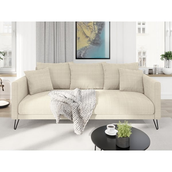 Krem sofa od šenila 200 cm Freya – Ropez-image-1