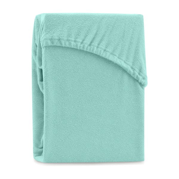 Mat zelena plahta s gumicom s visokim udjelom pamuka AmeliaHome Ruby, 80/90 x 200 cm-image-1