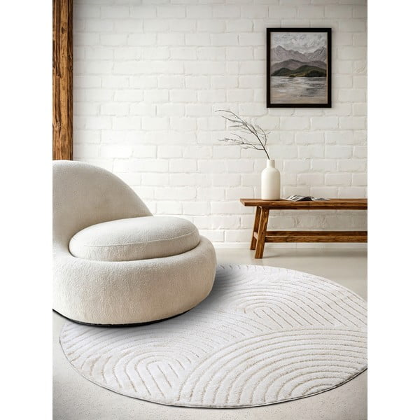 Bijeli okrugao tepih ø 200 cm Panglao New York White – Elle Decoration-image-1