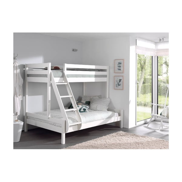 Bijeli dječji krevet na kat od borovine 140x200/90x200 cm Pino Martin – Vipack-image-1