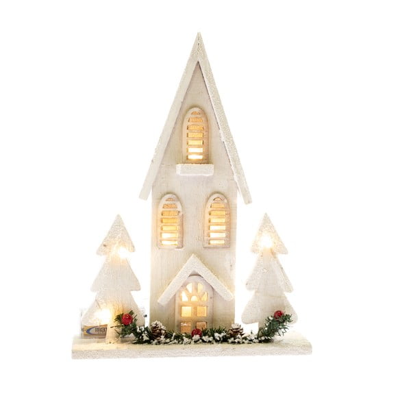 Drvena ukrasna kućica s LED rasvjetom Dakls, visina 36 cm