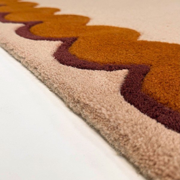 Narančasti/u prirodnoj boji ručno rađen vunen tepih 140x200 cm Wiggle Wool – Flair Rugs-image-2