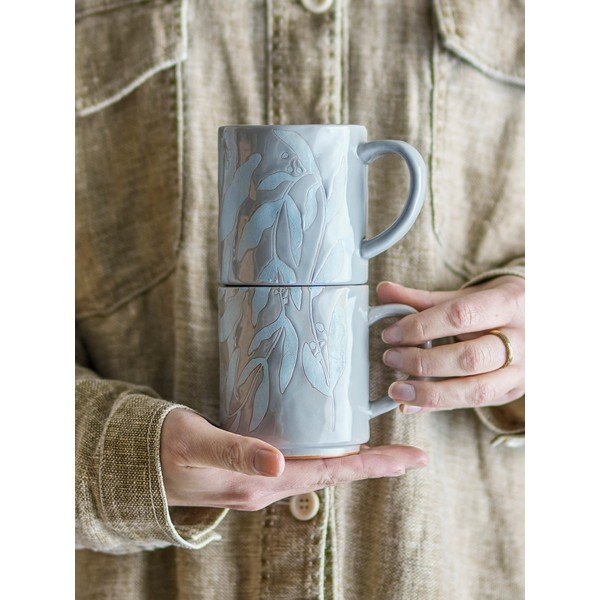 Sive šalice u setu 2 kom od kamenine 350 ml Aurora – Bloomingville-image-1