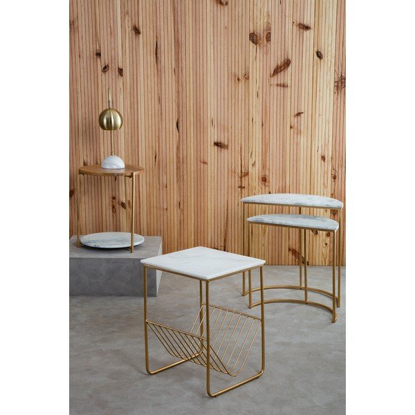 Pomoćni stol s mramornom pločom 40x40 cm Mandoli – Premier Housewares-image-1