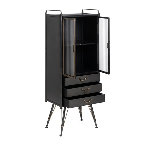 Crna metalna vitrina 58x150 cm Brick – Ixia-image-2