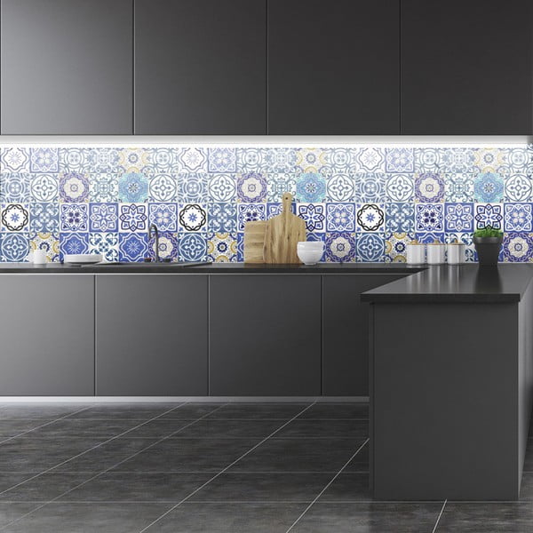 Set od 24 zidnih samoljepljivih naljepnica Ambiance Wall Stickers Tiles Flamenco, 10 x 10 cm