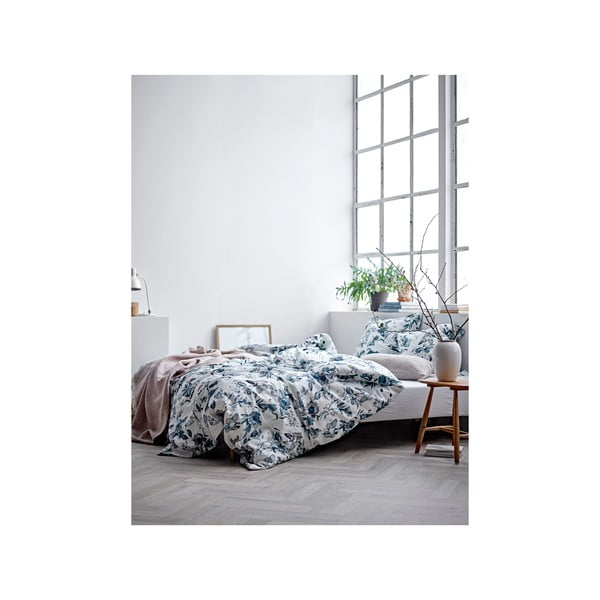 Plava posteljina od organskog pamučnog satena Södahl Flower burst, 140 x 200-image-2