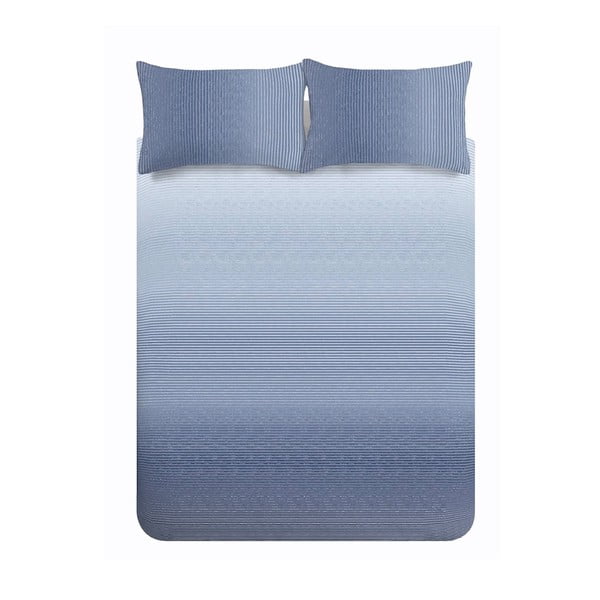 Plava posteljina za bračni krevet 200x200 cm Graded Stripe – Catherine Lansfield