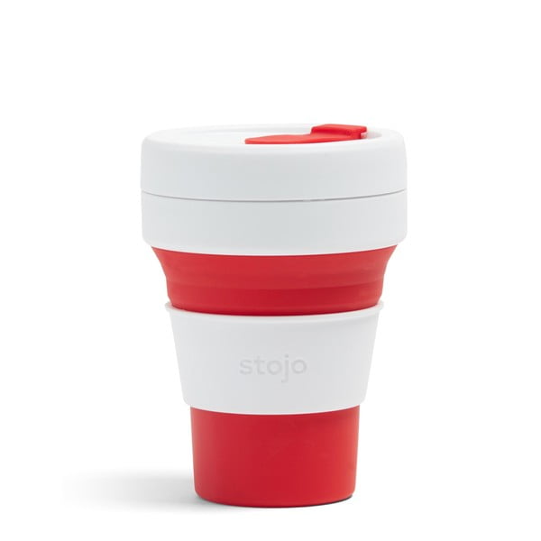 Bijelo-crvena sklopiva putna šalica Stojo Pocket Cup, 355 ml