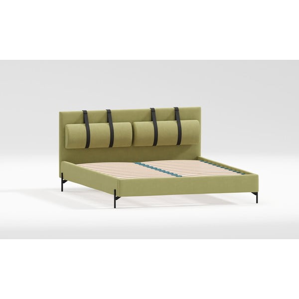 Svijetlo zeleni tapecirani bračni krevet s podnicom 140x200 cm Tulsa – Ropez