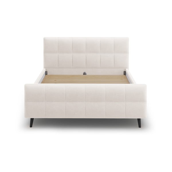 Bež tapecirani bračni krevet s letvicom 180x200 cm Gigi - Micadoni Home-image-1