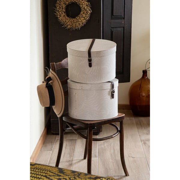 Krem kartonske kutije za pohranu u setu  2 kom s poklopcem ø 37,5x25,5 cm Rut Paper Laminate – Bigso-image-1