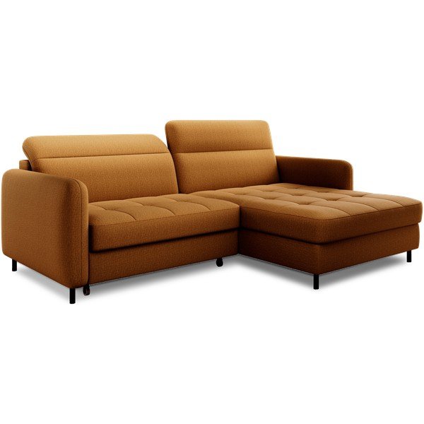 Žuta  baršunasti sklopiva/s prostorom za odlaganje kutna garnitura (s desnim kutom/s ležaljkom) Gomsi – ELTAP-image-2