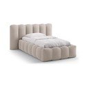 Svjetlo smeđi tapecirani krevet s prostorom za odlaganje s podnicom 90x200 cm Lupine – Micadoni 