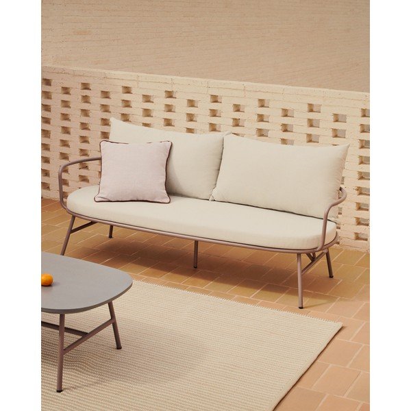 Krem metalna vrtna sofa Bramant – Kave Home-image-1