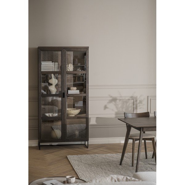 Smeđa vitrina od punog hrasta 95x195 cm Everett – Rowico-image-1