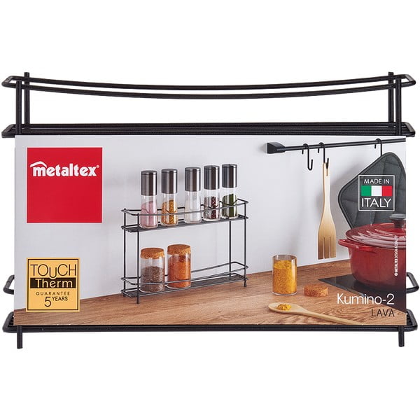 Crni dvoetažni stalak za začine Metaltex Pepito Lava-image-2