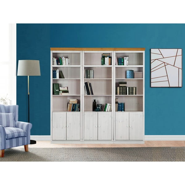 Bijela biblioteka od masivnog bora 222x223 cm Anita – Støraa-image-1