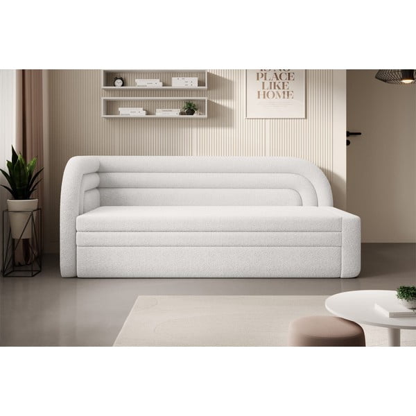 Krem sklopiva/s prostorom za odlaganje sofa od bouclé tkanine s lijevim kutom 223 cm Fabillo – ELTAP-image-1