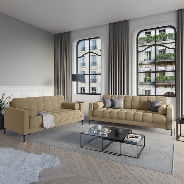 Bež baršunasta sofa Cosmopolitan Design Bali-image-1