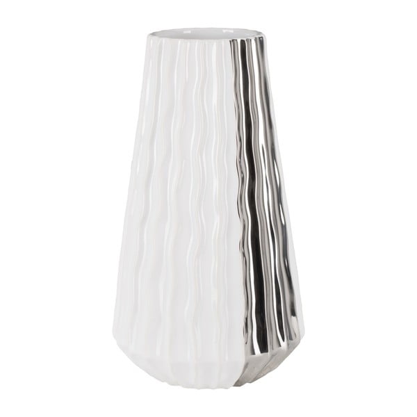 Bijela i srebrna keramička vaza Mauro Ferretti Frize, visina 30 cm