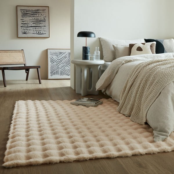 Krem sintetičko krzno 160x230 cm Waffle Faux Fur – Flair Rugs-image-1