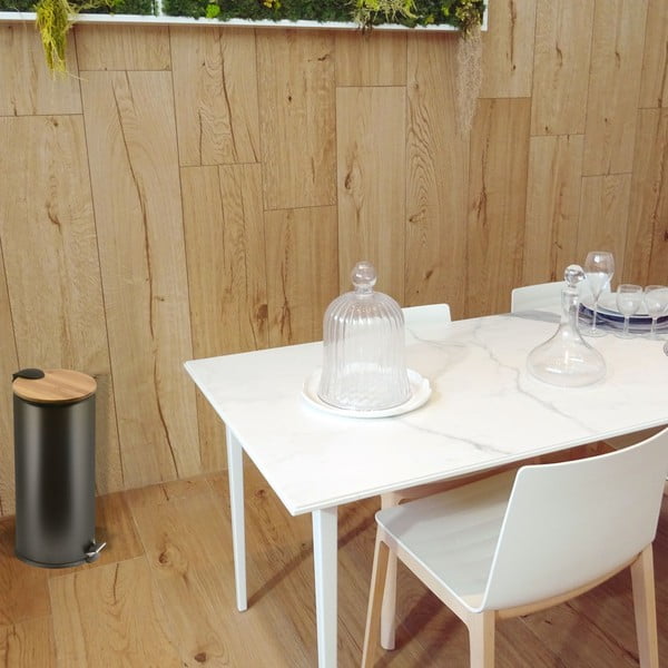 Mat crna željezna kanta za smeće s pedalom 30 l   Adonis – Spirella-image-2