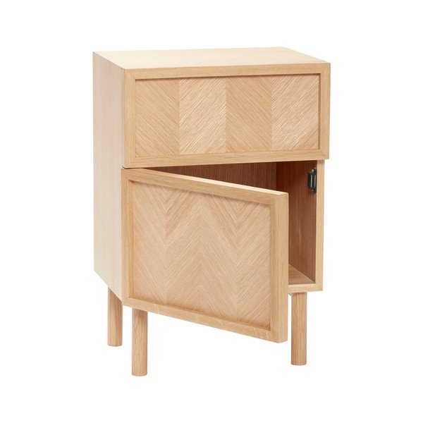 Noćni ormarić od punog hrasta u prirodnoj boji Herringbone – Hübsch-image-4