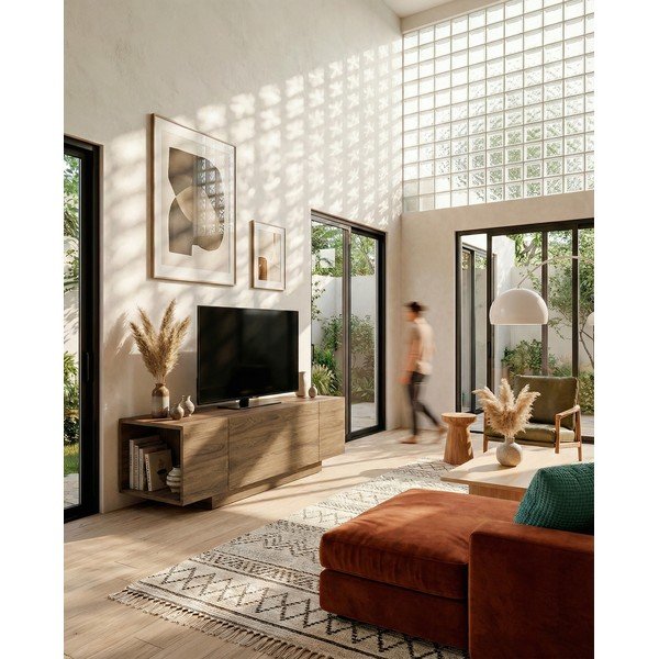 TV komoda u dekoru hrasta u prirodnoj boji 140x45x40 cm Victor – Marckeric-image-2