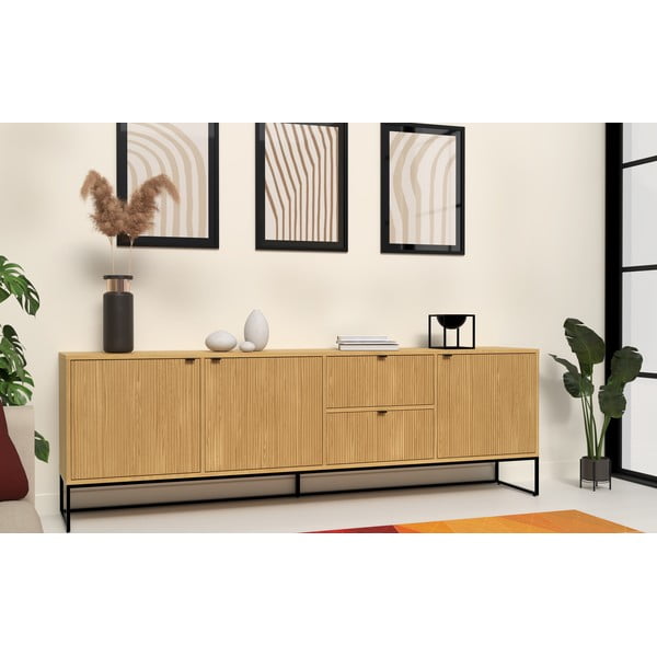 Niska komoda u dekoru hrasta u prirodnoj boji 235x76 cm Bali – Tenzo-image-1